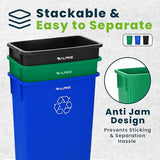 23 Gallon Slim Recycling & Trash Bin Set – 3-Pack Blue/Black/Green Plastic Narrow Open-Top