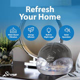 Sirena Twister Air Purifier (Black) - Water Filter Air Washer For Home and Office - Essential Oil Aroma Diffuser With LED Night light - Small Air Cleaner