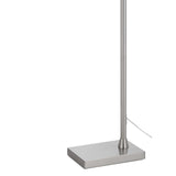 Benzara Kime 44-58 Inch Floor Lamp- Adjustable Height- LED- Brushed Steel Finish