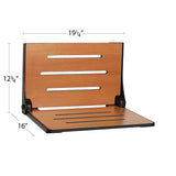 Seachrome SHAF-185155-PTS-S-MB Lifestyle & Wellness Silhouette Folding Wall Mount Shower Bench, Teak Seat with Matte Black Frame