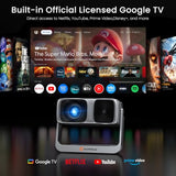 HAPPRUN 2500 ANSI Google TV Built-in Smart Movie Projector for Home Theater