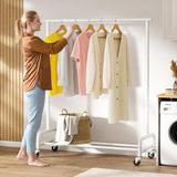 SLEEPING LAMB Heavy Duty Clothes Racks for Hanging Clothing Rack, 43" Wide Rolling Garment Rack Metal Wardrobe Rack (White)