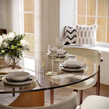 POVISON Round Dining Table for 4, 51" Glass Tabletop Dining Table