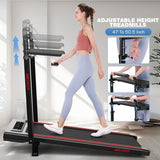 Treadmill with Desk Workstation & Adjustable Height, 450 LBS Weight Capacity, Folding Treadmill with 15% Incline, Bluetooth Speaker