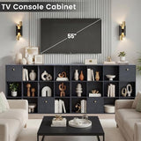 Cube Storage Organizer with 12 Open Shelf, Black Bookshelf with Storage Bins, Freestanding Book Case