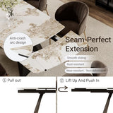 Extendable Dining Table with Leaf, 78"-110" Rectangular Sintered Stone