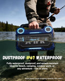 AFIFR Outdoor Bluetooth Speaker, 160W Loud Bass! Rugged, IP67 Waterproof, 24H Playtime with Lights, Wireless TWS Pairing Portable Speakers for Party, Outsides, Travel, Beach, Garage(Tide Blue)