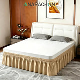 ANARACHON Queen Bed Skirt, Elastic Wrap Around Bed Skirt Queen Size, Bed Skirts for Adjustable Bed, Easy Fit with 14" Drop Length Tailored Drop Dust Ruffle (Gold)