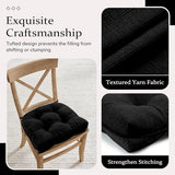 Wellsin Chair Cushions for Dining Chairs, Non-Slip Kitchen Chair Pads with Ties, Set of 4, 15.5" X 15.5", Black