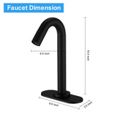 BWE Touchless Bathroom Sink Faucet, Black Automatic Motion Sensor Faucet,Hand-Free Electric Smart Commercial Sink Faucet,with Hole Cover Plate and Control Box,Battery or Plug-in Powered