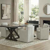 KISLOT Upholstered Dining Chairs with Casters, No Assembly Modern Accent Armchair with Rollers for Dining Room, 4 Box