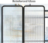 6ft Tall Room Divider - 4-Panel Freestanding Metal & Glass Privacy Screen