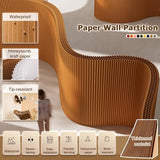 Portable Brown Room Divider Screen - Folding Paper Partition for Office