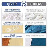 QEZER Ultralight Down Sleeping Bag for Adults 45-68 Degree F with 600 Fill Power, Compact Summer Sleeping Bag for Backpacking, Hiking and Camping