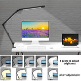 LED Desk Lamp with Clamp, Architect Desk Lamp with Dual Light and Adjustable Swing Arm, Clip-on Eye-Care 4 CCT Modes