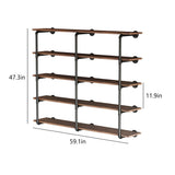 5-Story Rustic Black DIY Open Pipe Shelves with Wood Planks Bookshelf LBSLMJB
