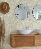 MelunMer Beige Peel and Stick Wallpaper Floral Stick on Wall Paper Boho Leaf Contact Paper for Cabinet Removable Self Adhesive Wallpaper Bathroom Waterproof Neutral French Floral Shelf 17.3 x 78.7In