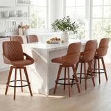 AQG Bar Height Bar Stools Set of 6, Mid Century Modern Bar Chairs Swivel with Back