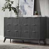 T4TREAM 54" Wide Fluted 6 Drawer Dresser for Bedroom