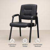 Naomi Home Faux Leather Guest Reception Chair with Armrests - Black