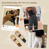 WHIPPY Women Skinny Leather Belt for Jeans Pants Dresses Ladies Fashion Waist Belt with Shiny Silver Buckle,Black Silver,XXXL