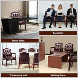 Leather Office Guest Chairs Set of 2, Ergonomic Waiting Room Chair with Arms Reception Chairs