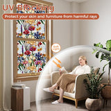 Aomkmi 2-Pack Flower Privacy Window Film, Stained Glass Window Film Static Cling UV Blocking Removable, Renter-Friendly, for Bathroom & Kitchen, 2 Rolls of 17" x 78.7"