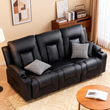 COMHOMA Living Room Furniture Set,Faux Leather Manual Reclining Sofa