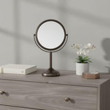 JERDON Two-Sided Tabletop Makeup Vanity Mirror - 10X-1X Magnification & Swivel Design - 6-Inch Diameter Portable Mirror - Bronze Finish - Model JP910BZP