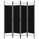 Zexlorith 4-Panel Room Divider, Foldable Fabric Privacy Screen, Black