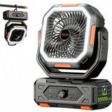 OGERY Camping Fan, Portable Fan Rechargeable with 30000mAh Battery, Stepless Speed Control, Fast Charging, Remote & LED Lantern for Tent, Travel, Car Camping, Camping Essentials