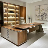 LSIGHTUS Minimalist Style L Shaped Executive Office Desk with Cabinet
