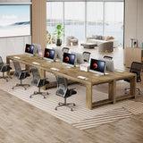 7 ft Conference Table for 6 to 8 People, Modern Rectangle Meeting Room Desk for Boardroom, Home Office, Oak