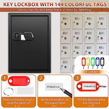 144 Keys Fireproof Cabinet Safe With Adjustable Hook Plates and Tags, Anti-Theft Lock Box Wall Mount With Combination Lock