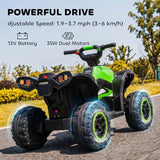 Aosom 12V Kids ATV Quad Car with Forward & Backward Function, Four Wheeler for Kids with Wear-Resistant Wheels, Music, Up to 3.7 MPH, Electric Ride-on ATV for Toddlers Ages 3+ Years Old, Green