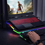 Laptop Cooling pad, Single Large Fan, Heavy Duty Laptop Cooler up to 17.3 inches, Colorful LED Lights, 2 USB Ports