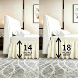 ANARACHON Twin Bed Skirt, Wrap-Around Elastic Ruffled Eyelet Bed Skirt Twin Size Dust Ruffle with Gathered Styling and Embroidered Details, 14" Drop Length (Light Yellow)