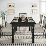 62” Farmhouse Large Rectangle Kitchen Table, Modern Dinner Table Kitchen & Dining Room Furniture with Carved Turned Legs