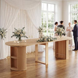 Round Dining Table, 38.6" to 110.2" Expandable Fluted Table for 2-12 People with Storage