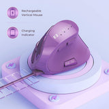 IDJXNXYDH Vertical Ergonomic Wireless Mouse Rechargeable 2.4G Bluetooth 3 Device Silent Vertical Mouse for Laptop PC Mac Tablet