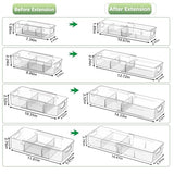 BLULEE 4-in-1 Expandable Drawer Organizer Set, Adjustable Clear Bins