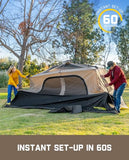 FanttikOutdoor Zeta C8 Pro Camping Tent 8 Person Instant Cabin Tent Setup in 60 Seconds with Rainfly & Windproof Portable with Carry Bag for Family Camping & Hiking, Khaki