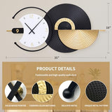 Anmotpe Large Wall Clock Geometric Oversize Modern Clocks Battery Operated Gold Iron Silent Non-Ticking Big Clocks for Living Room, Kitchen, Dining Room, Bedroom
