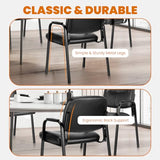 Sweetcrispy Office Reception Guest Chair No Wheels Set of 2, Leather Stationary Waiting Room Chairs