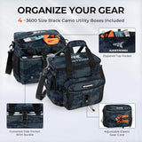 KastKing BaitSpace Fishing Tackle Bag With 4 Tackle Boxes & Removable Bait Binder, Water-Resistant Tackle Storage, Durable Fishing Gear, Adjustable Shoulder Strap