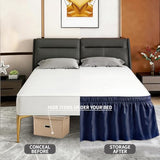 ANARACHON Full Bed Skirt, Elastic Wrap Around Bed Skirt Full Size, Bed Skirts for Adjustable Bed, Easy Fit with 18" Drop Length Tailored Drop Dust Ruffle (Navy)