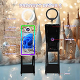 Black Mirror Photo Booth with Instant Printer, Ring Light and Flight Case