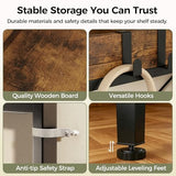 GTPLAYER 5-Tier Corner Bookshelf, L-Shaped Metal Frame Shelf with Tall 14" Shelves, Plant Stand and Storage Rack for Small Spaces, Living Room and Home Office, Brown