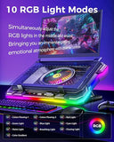Gaming Laptop Cooling Pad with Full RGB Lights, Powerful Cooler Fan Stand for 15-19 inch Gamer Laptops
