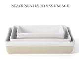 MARTHA STEWART 3-Piece Oven to Table Stoneware Bakeware Set – Baking Dish & Casserole Set – Grey – Durable Oven-Safe Bakeware for Baking and Serving